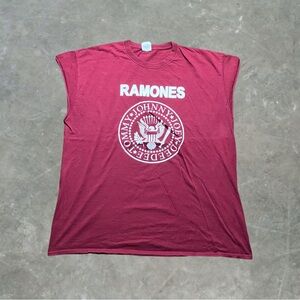 ☀️ The Ramones Sleeveless Punk Rock Graphic Band Tee Mens Size XL Maroon